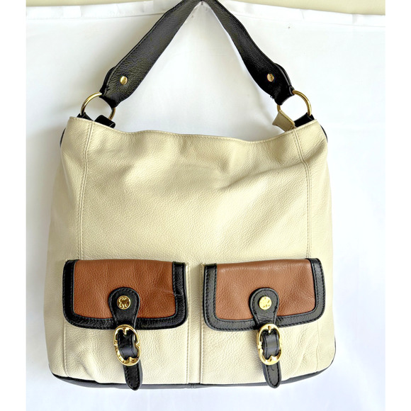 Emma Fox Beige Handbag Two Outside Pockets - Picture 1 of 12